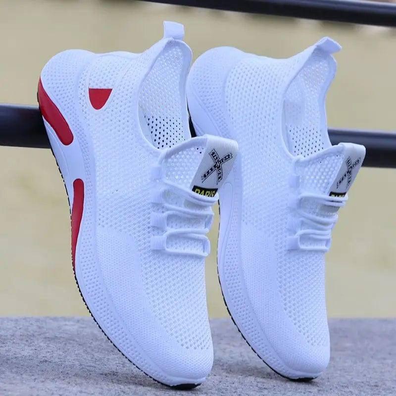 Men's Shoes Summer Breathable Mesh Sneakers For Men-Sporty White-1