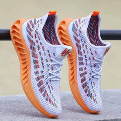 Men's Shoes Summer Breathable Mesh Sneakers For Men-Multicolor Orange-4