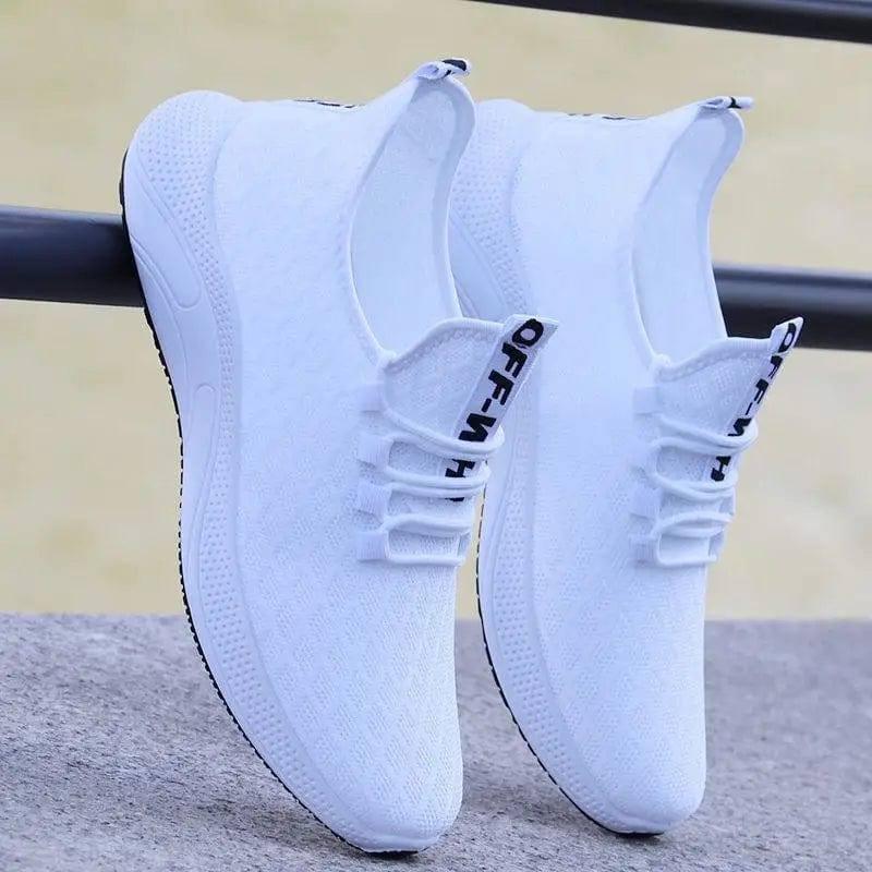 Men's Shoes Summer Breathable Mesh Sneakers For Men-Pure White-5