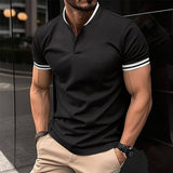 Men's Sports Button Pocket Short Sleeved-Black-5