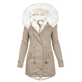 Mid-length hooded winter warm plus fleece coat-10