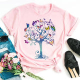 New Fashion Women T-shirt Colorful Butterfly Petal Print-29