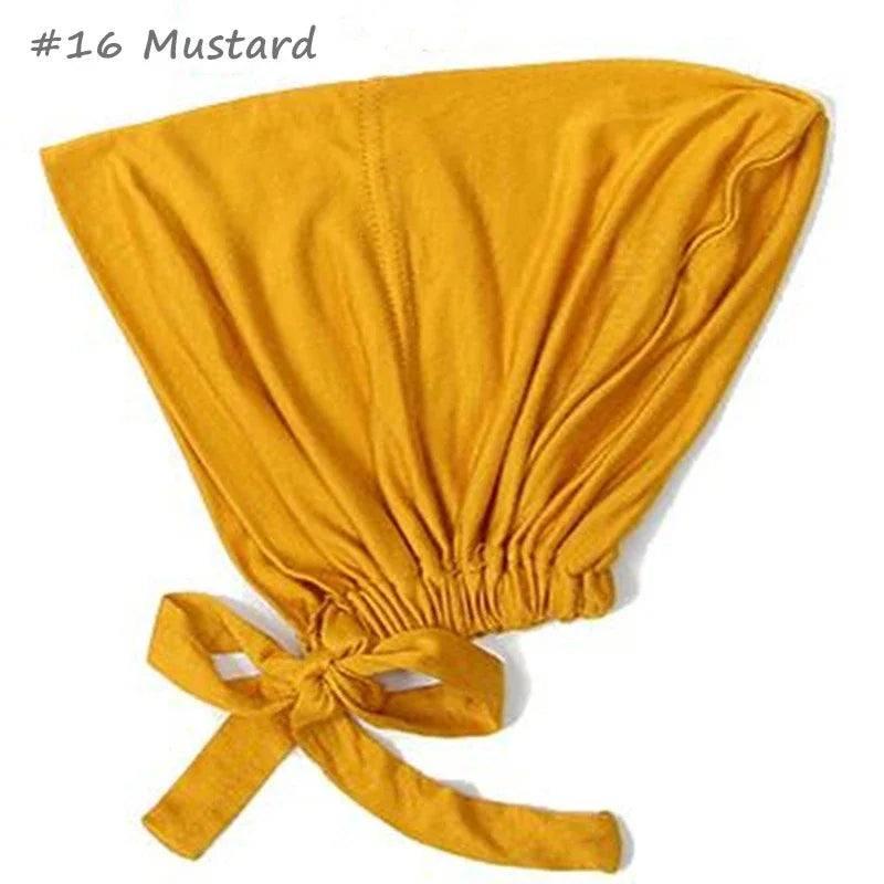 New Soft Modal Muslim Turban Hat Inner Hijab Caps Islamic-yellow-19