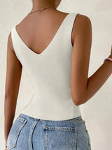 New Summer Women Drawstring Front Ribbed Knit Tops Femme-4