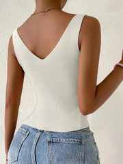 New Summer Women Drawstring Front Ribbed Knit Tops Femme-4