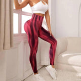 New Tie Dye Aurora Print Sports Pants Seamless High Waisted-Red-6