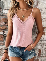 New Women's Clothing V-neck Lace Lace Sling Vest top LOVEMI  Pink S 
