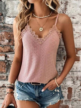 New Women's Clothing V-neck Lace Lace Sling Vest top LOVEMI  Lotus Root Color S 