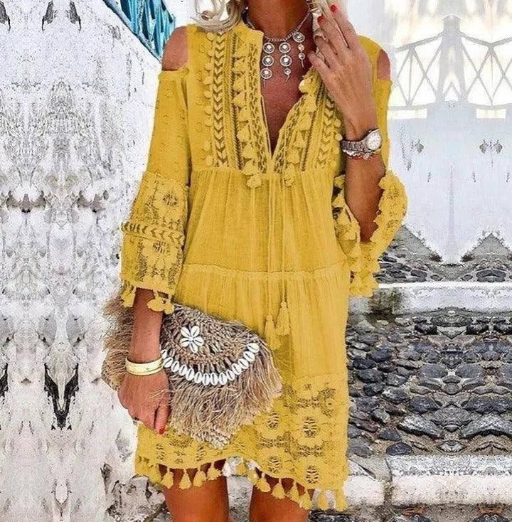 New Women's Fashion Sweet Ladies Dress-yellow-5