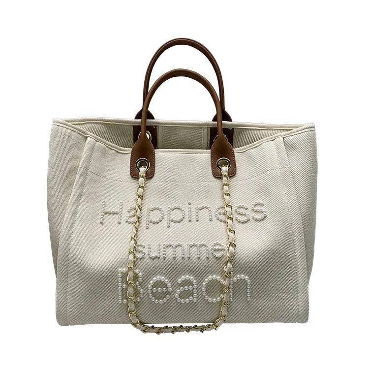 New Women Tote Bag Fashion Canvas Large Handbag Chains-1