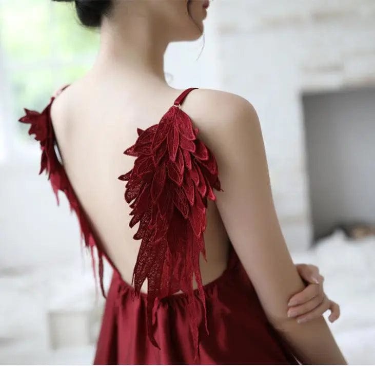 LOVEMI  Nightgown Red / One size Lovemi -  Ladies Angel Wings Sling Nightdress