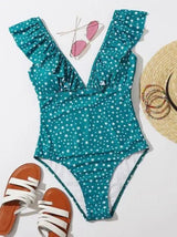 LOVEMI  One piece Darkgreenstar / S Lovemi -  Pure Color Pleated One-piece Swimsuit Fashionable Sexy Slim