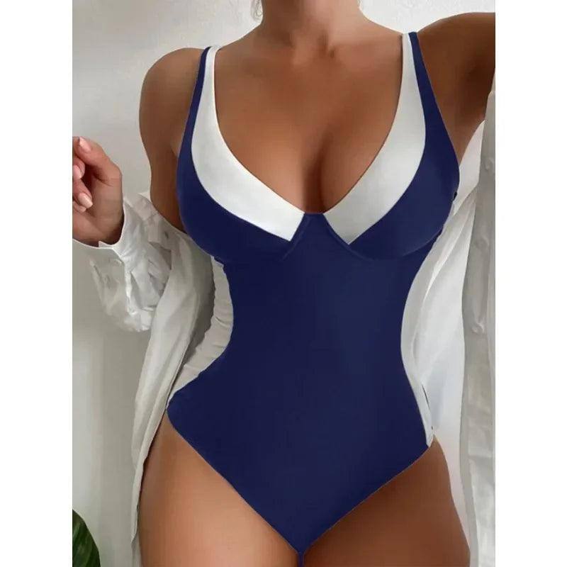 One Piece High Waisted Swimsuit Women Push Up Padded-7