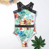 One-piece Printed Bikini-Whiteflower-3