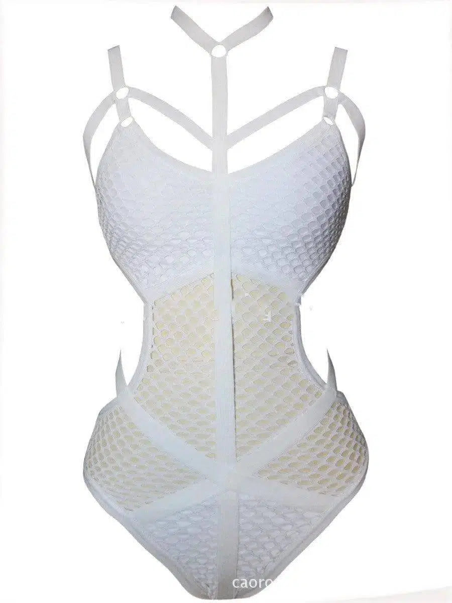 One-piece sexy bikini-White-3