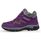 Outdoor Snow Plus Velvet Warm Women's Cotton Shoes-Purple-3