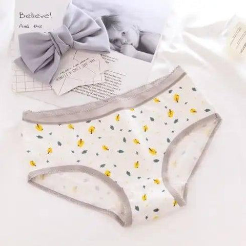 Panties for women cotton lattice letters print underwear-Fullofsmallleaves-3