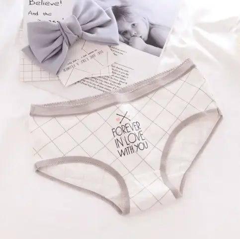Panties for women cotton lattice letters print underwear-Largeobliquelatticesletters-4