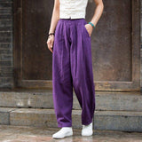 LOVEMI  Pants Purple / S Lovemi -  Cotton And Linen Women's Clothing Artistic Stone Washed Loose Bloomers