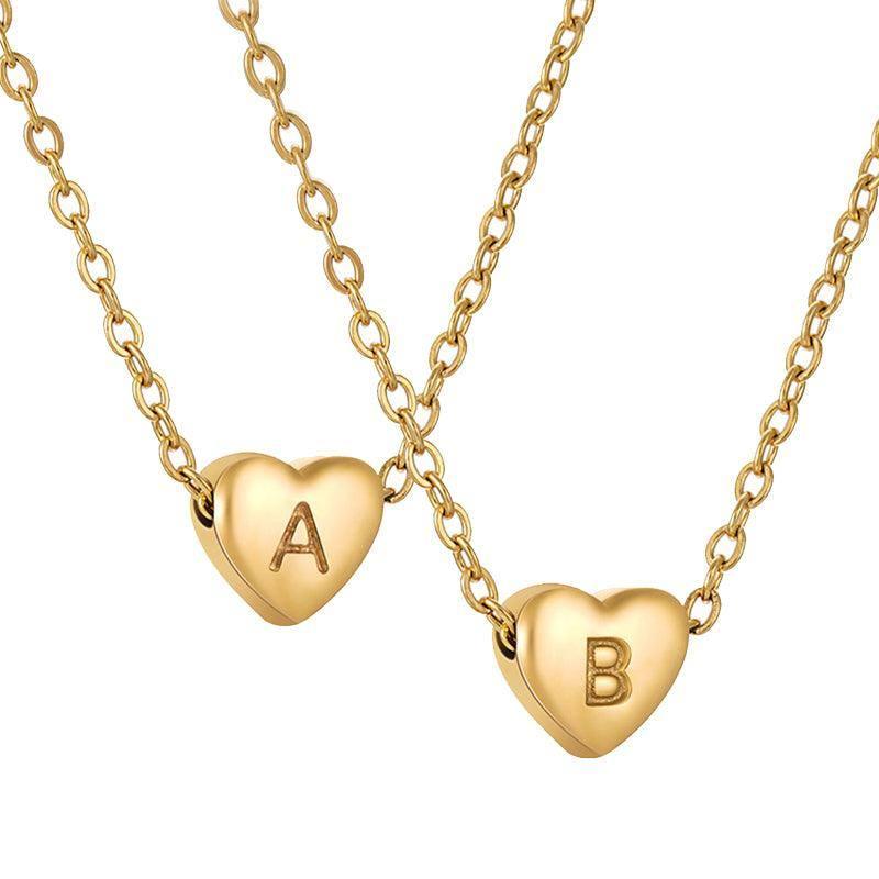 Personalized Gold Heart Initial Necklaces-1