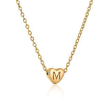 Personalized Gold Heart Initial Necklaces-M-10