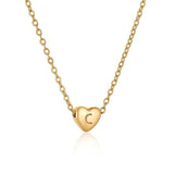 Personalized Gold Heart Initial Necklaces-C-12