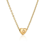 Personalized Gold Heart Initial Necklaces-D-13