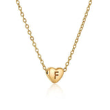 Personalized Gold Heart Initial Necklaces-F-15