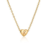 Personalized Gold Heart Initial Necklaces-K-18