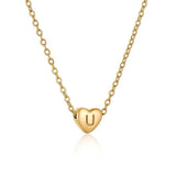 Personalized Gold Heart Initial Necklaces-U-25