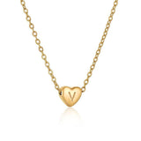 Personalized Gold Heart Initial Necklaces-V-26