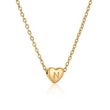 Personalized Gold Heart Initial Necklaces-N-5