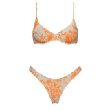 Pleated 9-Color Reversible Floral Print Swimsuit-Orangewhiteflower-6