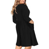 Plus-Size Black Casual Button Dress | Eco-Friendly Fashion-2