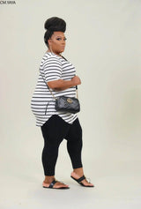 Plus Size Striped Top & Leggings Fashion Combo-4