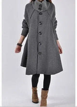 Plus Size Women's Mid-length Loose Woolen Coat-Gray-3