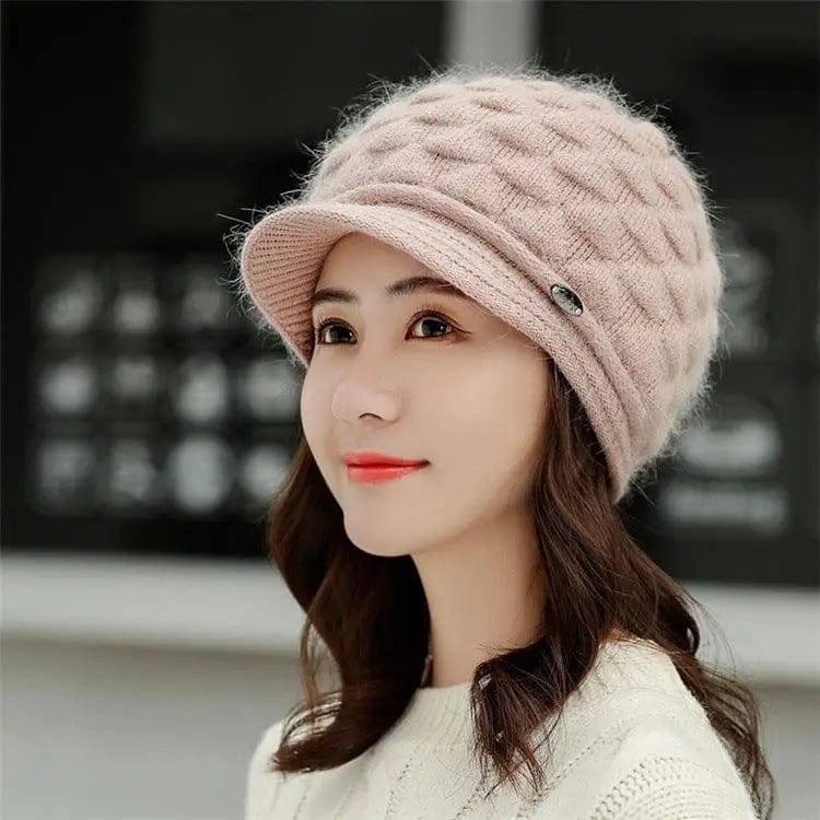 Plush thick warm ear protection scarf hat-Lightpink-8