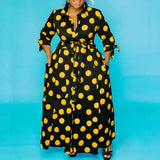 Polka Dot Maxi Dress: Chic Plus-Size Fashion Trend-Yellow-4