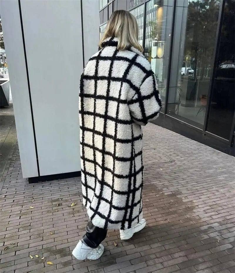 Polo Loose Coat Fashionable Plaid-6