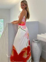 Printed Halter Maxi Dress - Summer Beach Party Wear-3