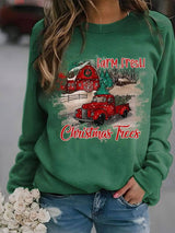 Pumpkin Printed Thin Sweater For Female Christmas-Green-3