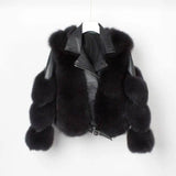 Real fur grass motorcycle fox coat-Grey-2