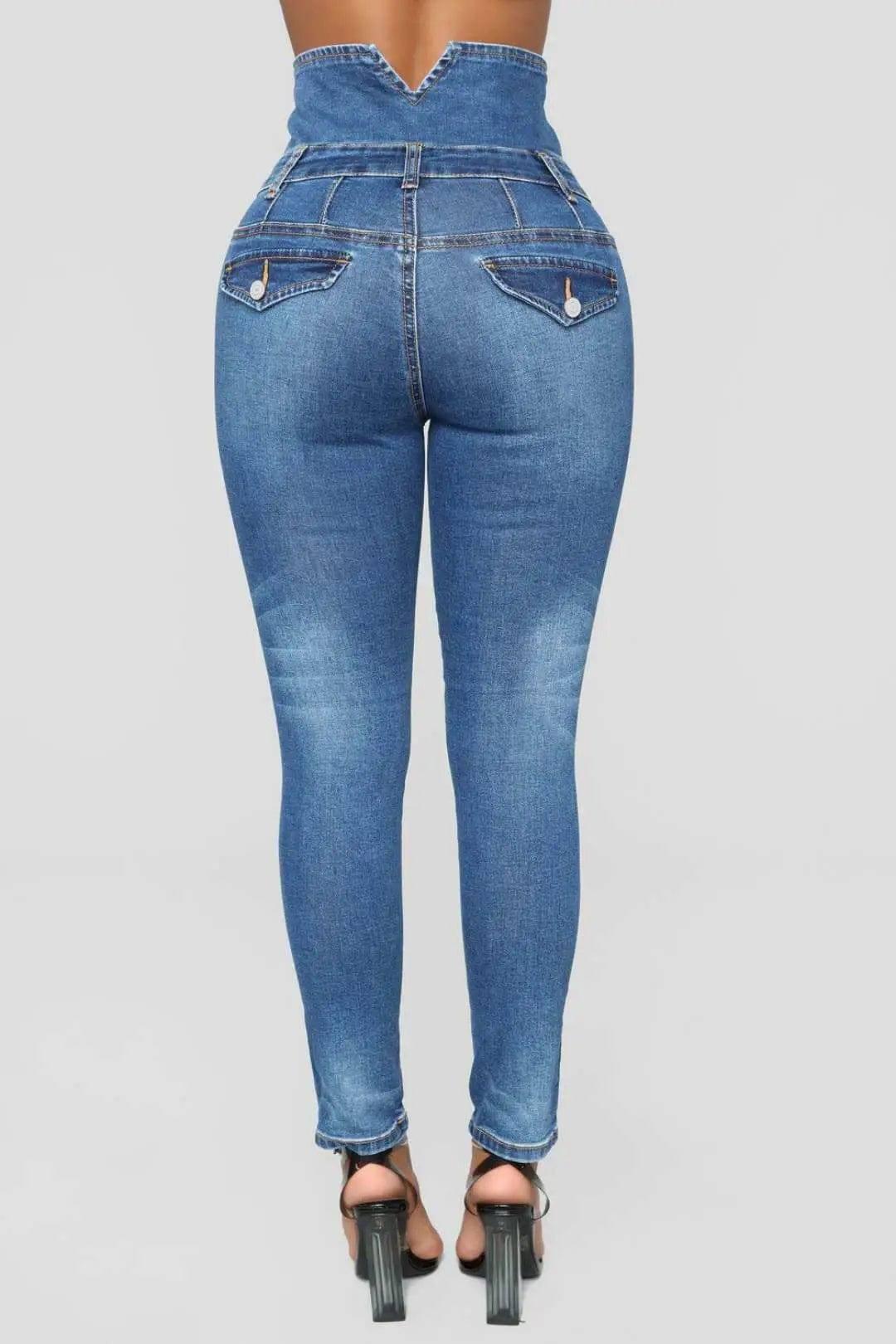 Ripped hole fashion Jeans Women High Waist skinny pencil-3