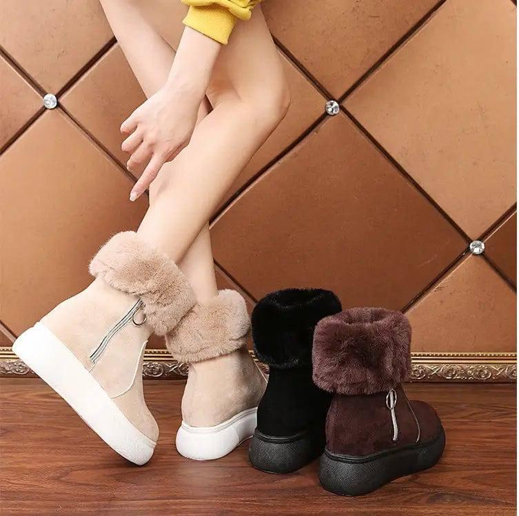 Round Head Suede Warm Women Boots With Cotton-5