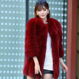 Russian imitation fur fur all-in-one women's winter-Wine Red-7