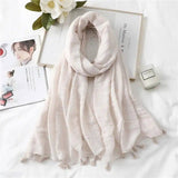 LOVEMI  Scarf WJ1484 Lovemi -  Fashion Tassel Cotton Linen Thin Yarn Scarf