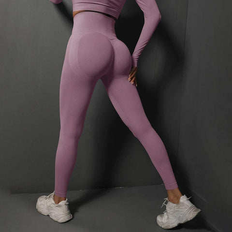 Seamless Gym Leggings Women Yoga Pants Sexy High Waist Booty-Light Purple-21