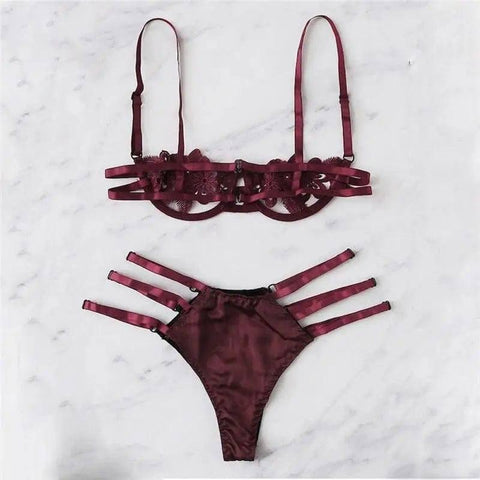 Separate sexy temptation sexy lingerie fun suit-Redwine-1