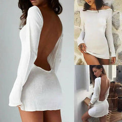 Sexy Backless White Evening Party Dress Women Elegant Long-2