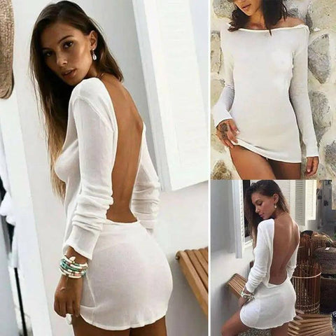 Sexy Backless White Evening Party Dress Women Elegant Long-6